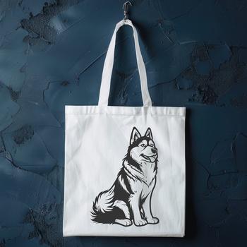 Vector art of a husky in a sitting position, suitable for design and crafting projects.