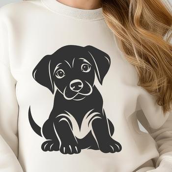 A sitting Labrador Retriever in full-body view, suitable for vector design.