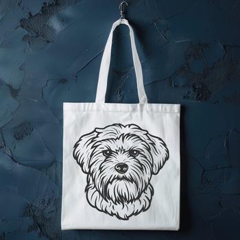 A detailed illustration of a Havanese dog's head with vector lines.
