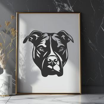 A detailed illustration of a Pitbull's head, suitable for various design applications.