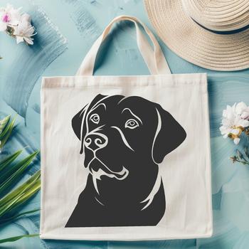 A high-quality digital illustration of a friendly Labrador Retriever's head, designed as vector art.