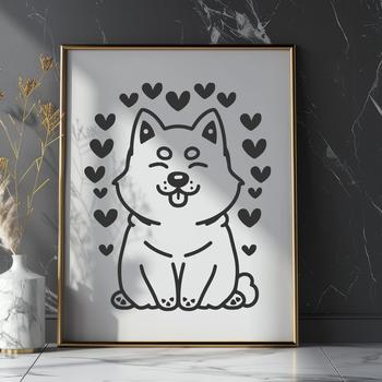 Free Unique Shiba Inu Simple Line Drawing