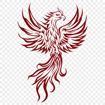 A mythical creature depicted in full body form with vibrant feathers and flames, ideal for vector art designs.