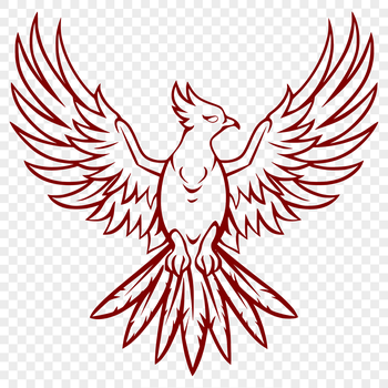 A stylized, full-body image of a mythical phoenix in vector format.