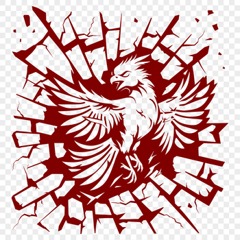 Mythical creature with full-body illustration of a phoenix in vector design format.