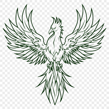 A mythical creature with vibrant plumage and a fiery aura, depicted in vector format.