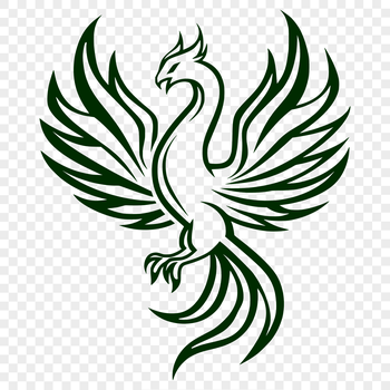 Illustration of a mythical phoenix in full body pose.