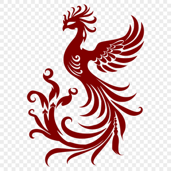 A stylized illustration of the mythical creature, Phoenix, depicted in full body, suitable for vector art designs.
