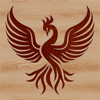 A stylized illustration of a mythical phoenix bird in a vector format.