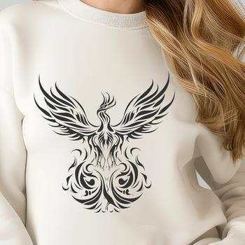 Illustrative representation of a mythical phoenix as vector art.