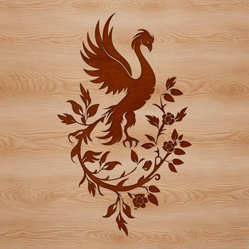 A fiery mythical creature rises from the ashes in this vector illustration.