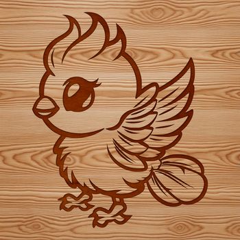 A mythical creature with vibrant plumage and outstretched wings.