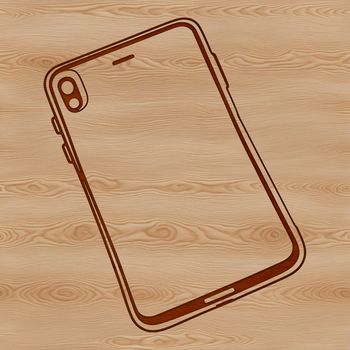 A detailed illustration of a modern mobile phone, suitable for vector graphics and cutting machine projects.