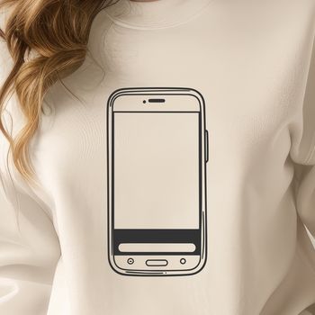 A 2D representation of a modern mobile phone with a sleek design.