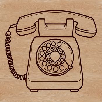 A high-quality illustration of a telephone with clean lines and minimalist design, suitable for various applications.