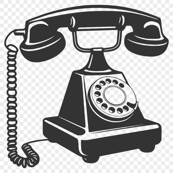 A digital illustration of a telephone device with clean lines and minimal details.