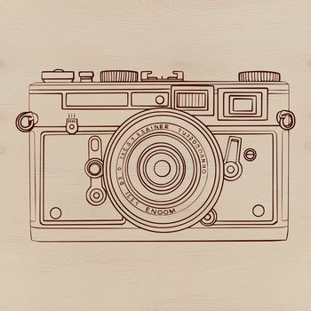 Illustrative camera icon made with vector graphics.