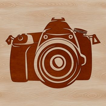 Camera illustration used in photography technology, suitable as a vector graphic design element.