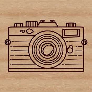 Camera icon with graphic elements suitable for various design applications including vector graphics and digital art.