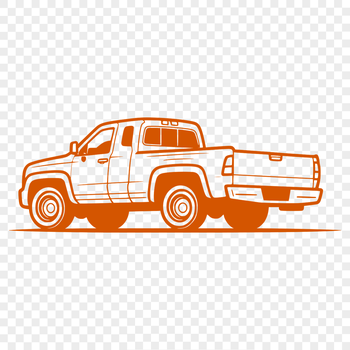 A digital illustration of a pickup truck with a simple design and clean lines.