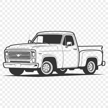 A detailed illustration of a pickup truck, suitable for vector art and cutting machine designs.