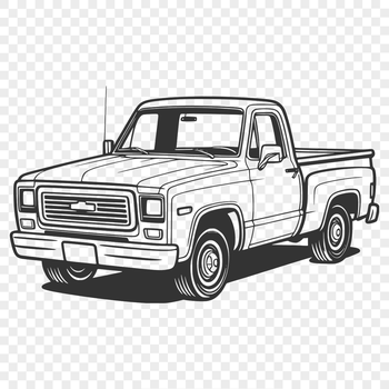 A detailed digital illustration of a pickup truck in a variety of colors and styles.