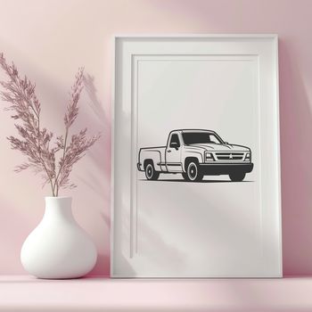 A digital illustration of a pickup truck, suitable for commercial or personal projects that require vector graphics.