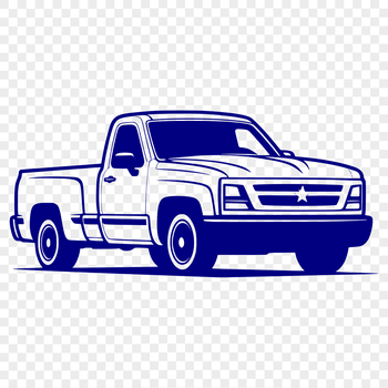A detailed illustration of a pickup truck with a raised bed and wheels, suitable for vector art and design projects.