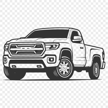 A simplified illustration of a classic pickup truck, suitable for vector design or laser cutting.