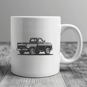 A high-quality vector illustration of a pickup truck with detailed features and lines, suitable for various applications.