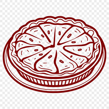 A diagrammatic illustration of a traditional fruit pie with a flaky crust.