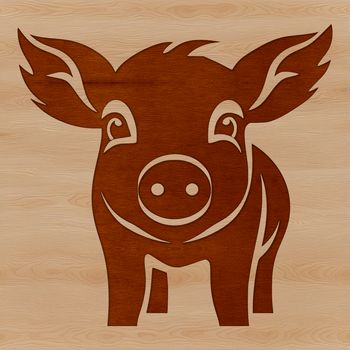 A digital illustration of a standing farm animal, featuring a pig in a simple design.