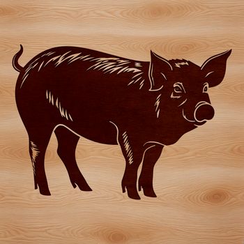 A pig standing on its hind legs, ready to be used as a farm animal illustration.