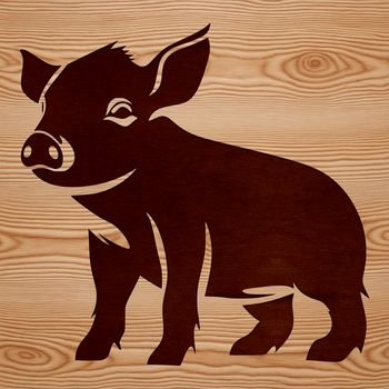 A stylized illustration of a standing farm animal, a pig, in vector format.