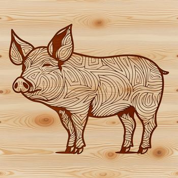 A standing farm animal, specifically a domesticated pig, illustrated in vector format.