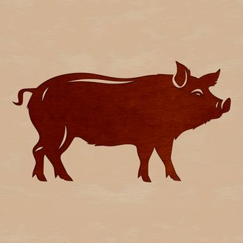 A standing pig illustration with simple lines and bold features.
