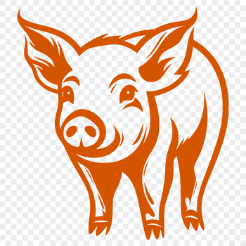 A standing farm animal, illustrated in vector format as a full-body depiction of a pig.