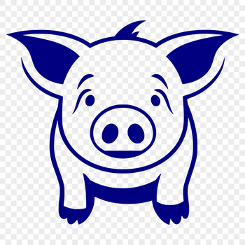 A full-body illustration of a standing pig, suitable for farm-themed designs.