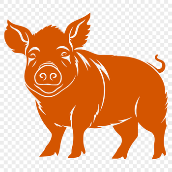 A standing pig with a full body silhouette, suitable for vector art designs.