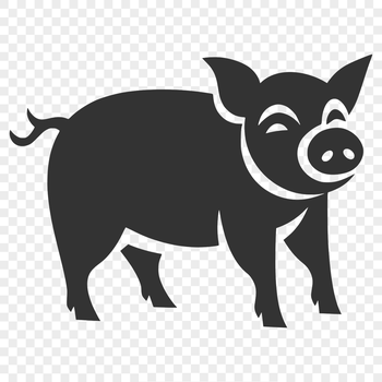A full-body illustration of a standing pig, suitable for various design applications.