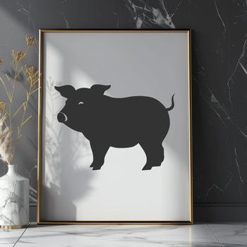 Pig In SVG, PNG, PDF And DXF Formats