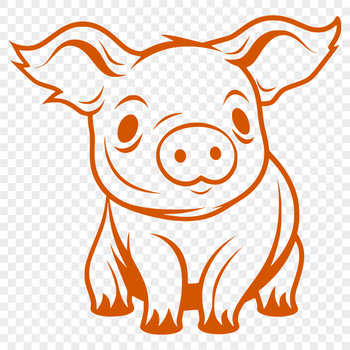 A sitting farm animal pig with a full body design, suitable for use in digital projects.
