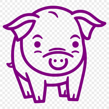 A simple line drawing of a standing farm animal, depicted in full body view.