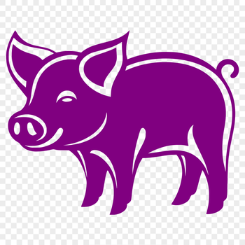A standing farm animal pig with full body depiction.