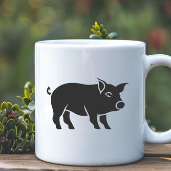 A standing pig with full body representation, suitable as clip art for various designs.