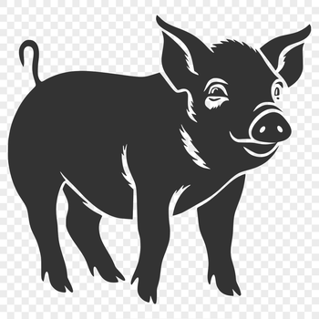 A full-body illustration of a standing farm animal pig with realistic features.
