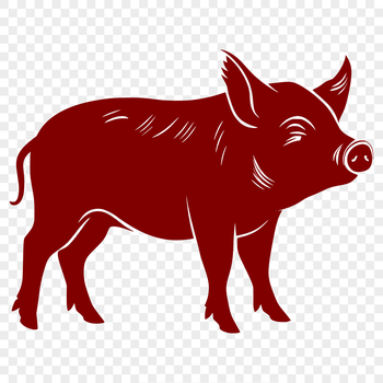 A realistic illustration of a standing farm animal, featuring a pig in its entirety.