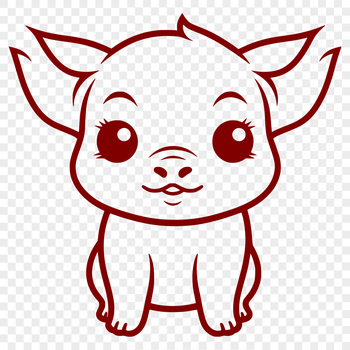 A cute pig sitting on its hind legs, shown in full body illustration style.