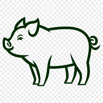 A standing piglet with a distinctive coat pattern, depicted in vector form.