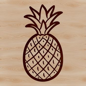 A simple line drawing of a pineapple fruit, suitable for vector art and clipart designs.